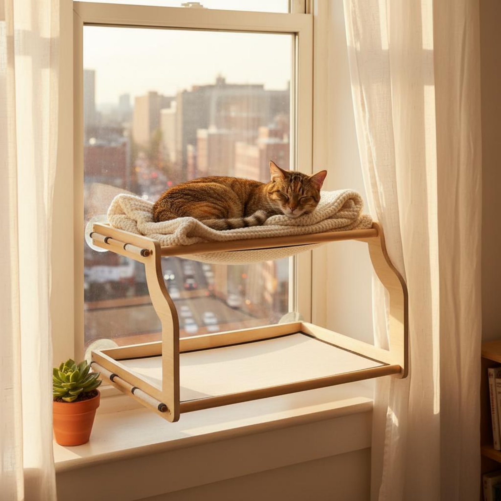 Cat Window Perch - Window Mounted Cat Bed Easy-Mount Installation
