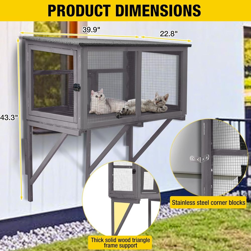 Outdoor Cat Enclosure with Wea - Cat Window Perch 评论和价格