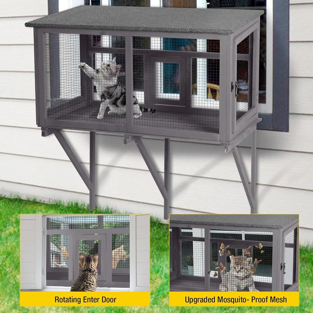 Outdoor Cat Enclosure with Wea - Cat Window Perch 评论和价格